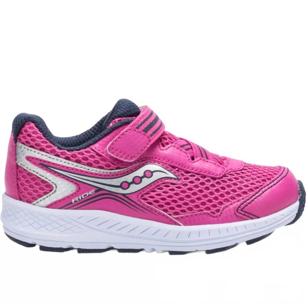 NEW SAUCONY girl's ride 10 sneaker in pink/silver